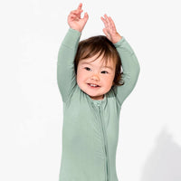 Misty Green Bamboo Convertible Footie