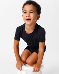 Obsidian Black Bamboo Kids Pajama Short Set