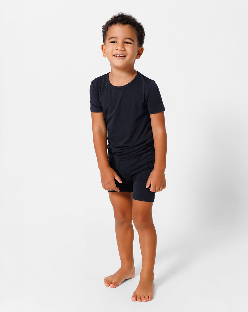 Obsidian Black Bamboo Kids Pajama Short Set