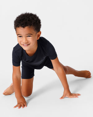 Obsidian Black Bamboo Kids Pajama Short Set