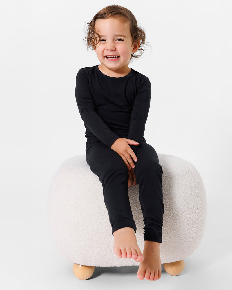 Obsidian Black Bamboo Kids Pajamas