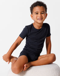 Obsidian Black Bamboo Kids Pajama Short Set