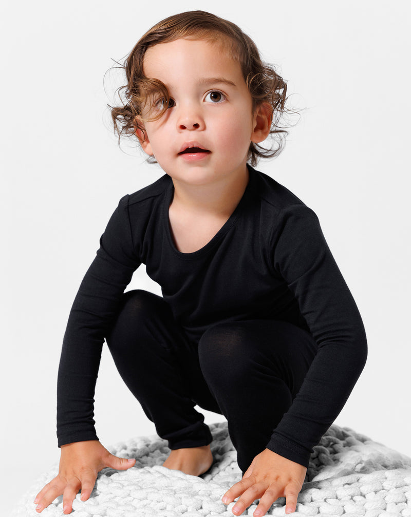 Obsidian Black Bamboo Kids Pajamas