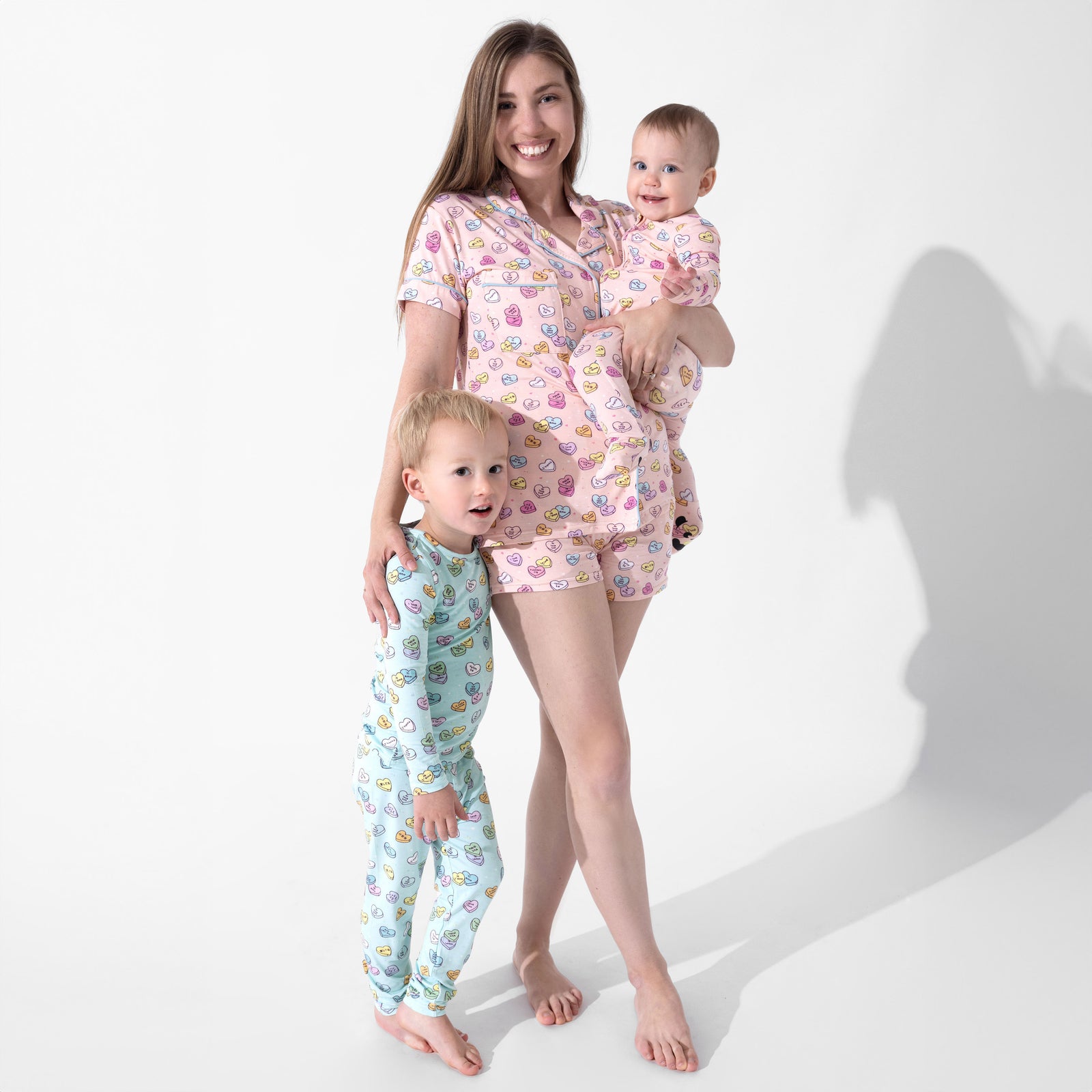 Candy Hearts Blue Bamboo Kids Pajamas