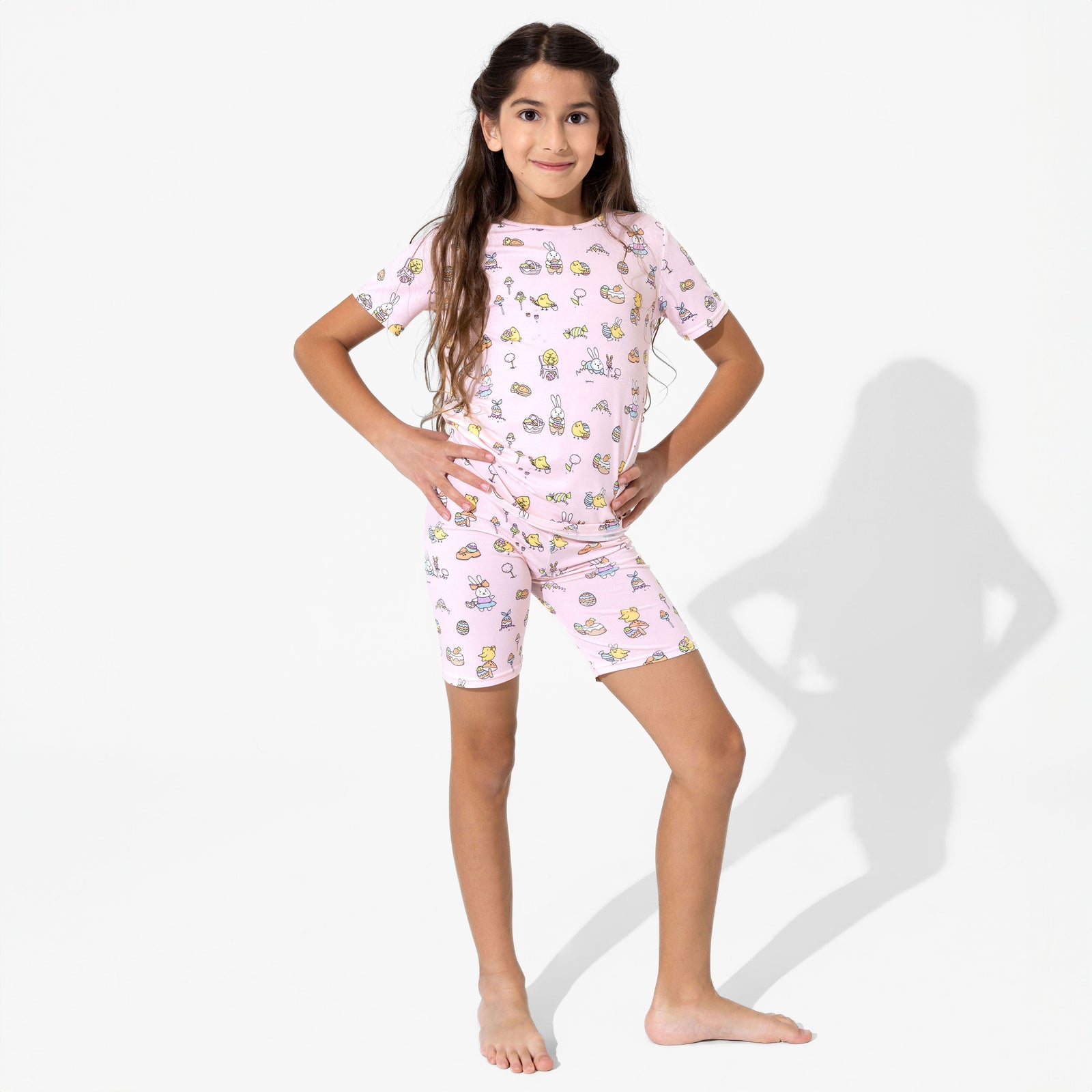 Easter Bunny Pink Bamboo Kids Pajama Short Set
