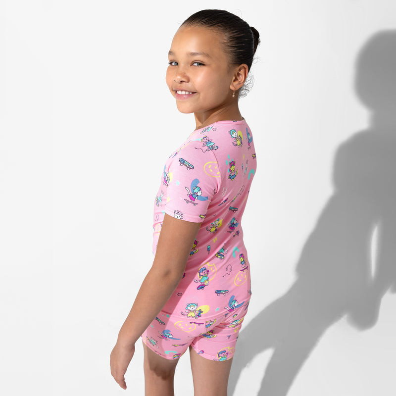 Skater Kitty Bamboo Kids Pajama Short Set