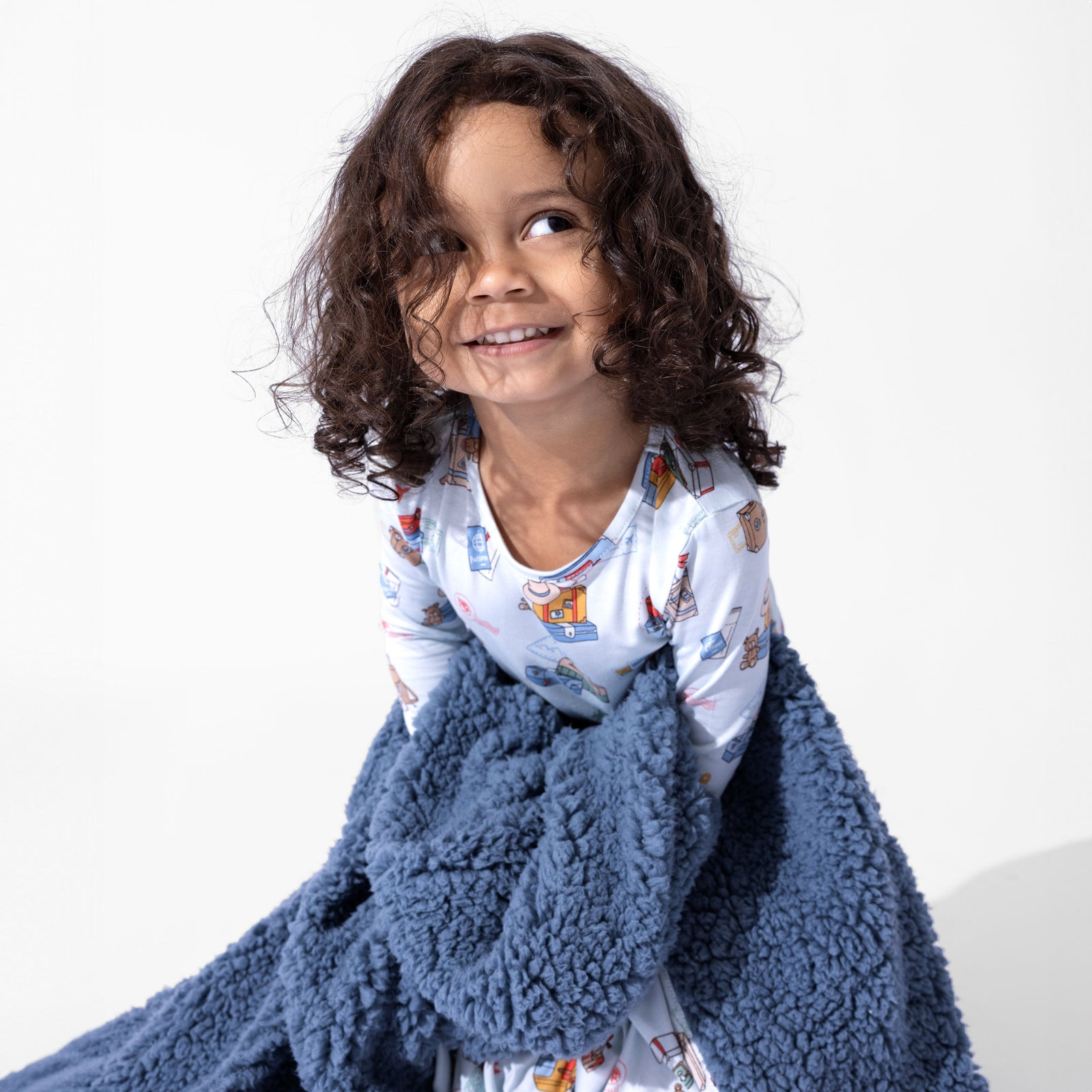 Vintage Suitcases Bamboo Sherpa Blanket