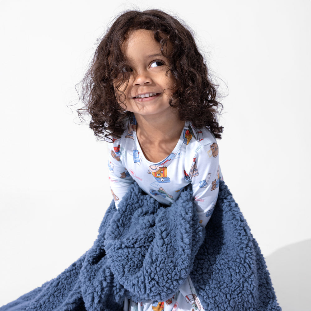 Vintage Suitcases Bamboo Sherpa Blanket