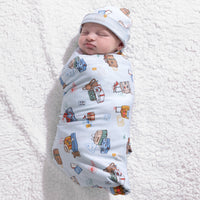 Vintage Suitcases Bamboo Swaddle & Beanie Set