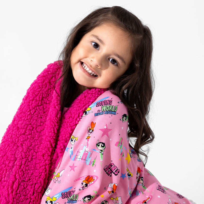 Powerpuff Girls Saving Bedtime Bamboo Sherpa Blanket