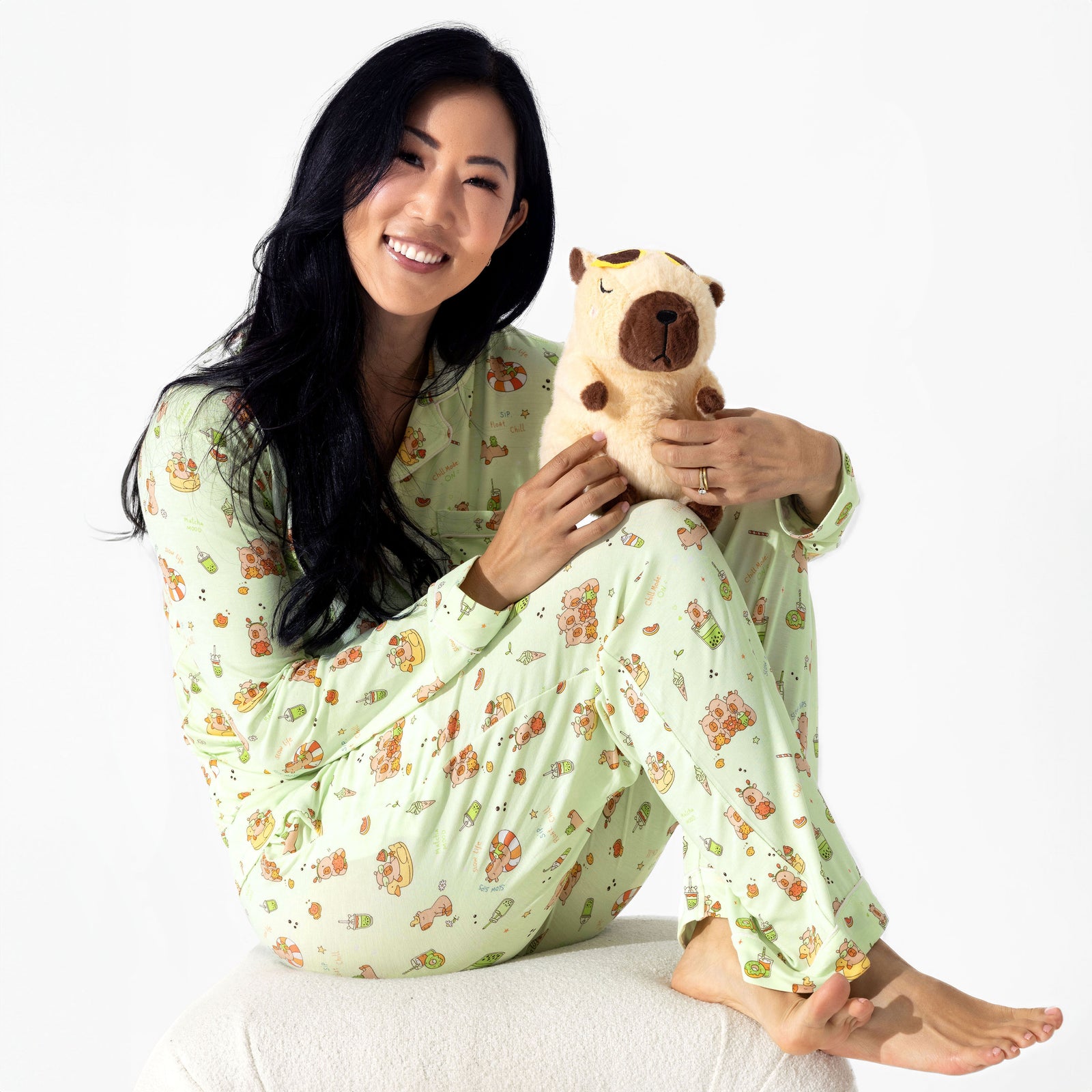 Capybara Boba Bamboo Women's Pajama Set