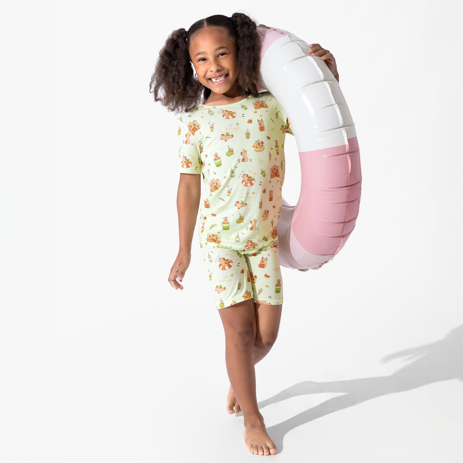 Capybara Boba Bamboo Kids Pajama Short Set