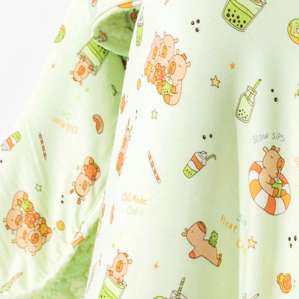 Capybara Boba Bamboo Sherpa Blanket