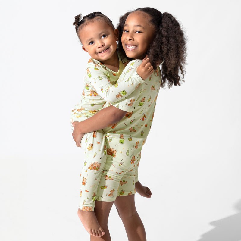 Capybara Boba Bamboo Kids Pajama Short Set