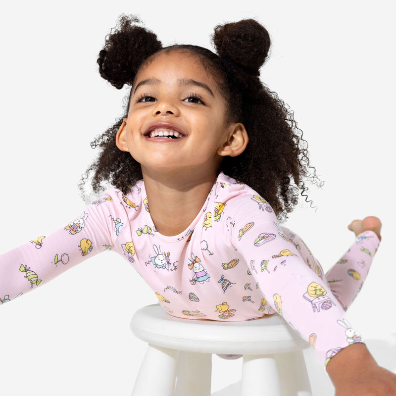 Easter Bunny Pink Bamboo Kids Pajamas