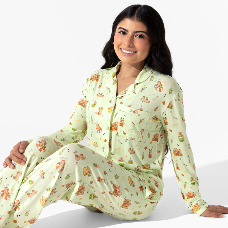 Capybara Boba Bamboo Women's Pajama Set