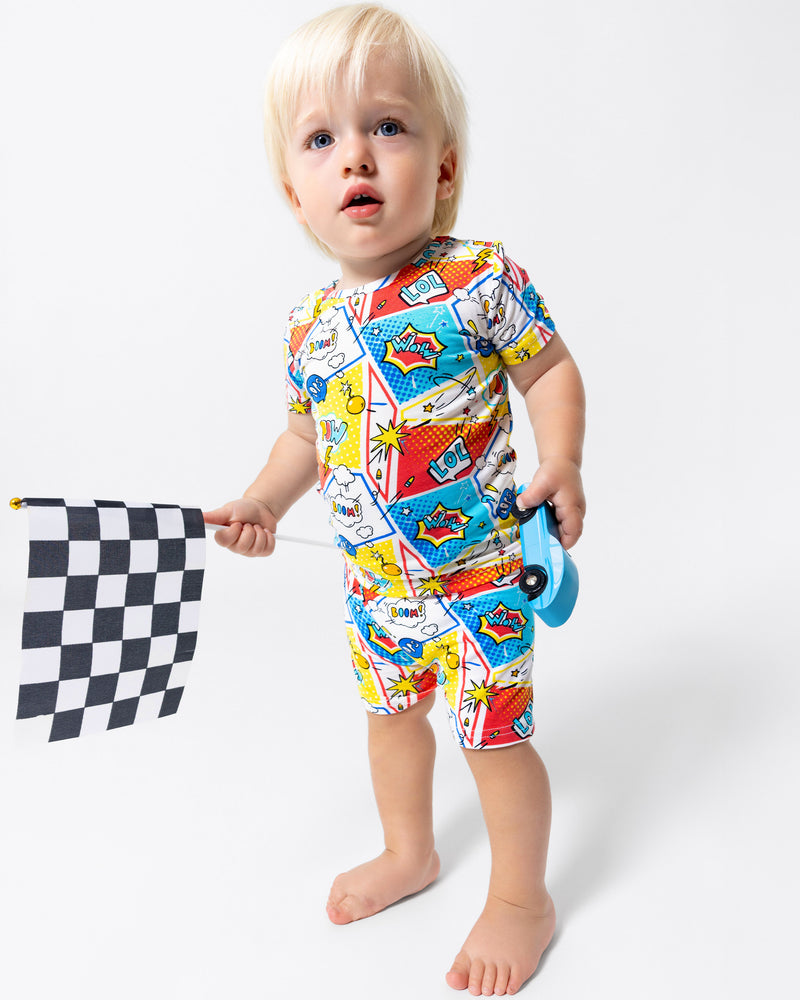 Comic Hero Bamboo Kids Pajama Short Set