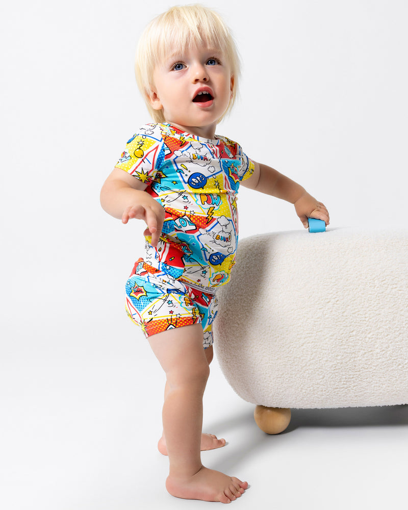 Comic Hero Bamboo Kids Pajama Short Set
