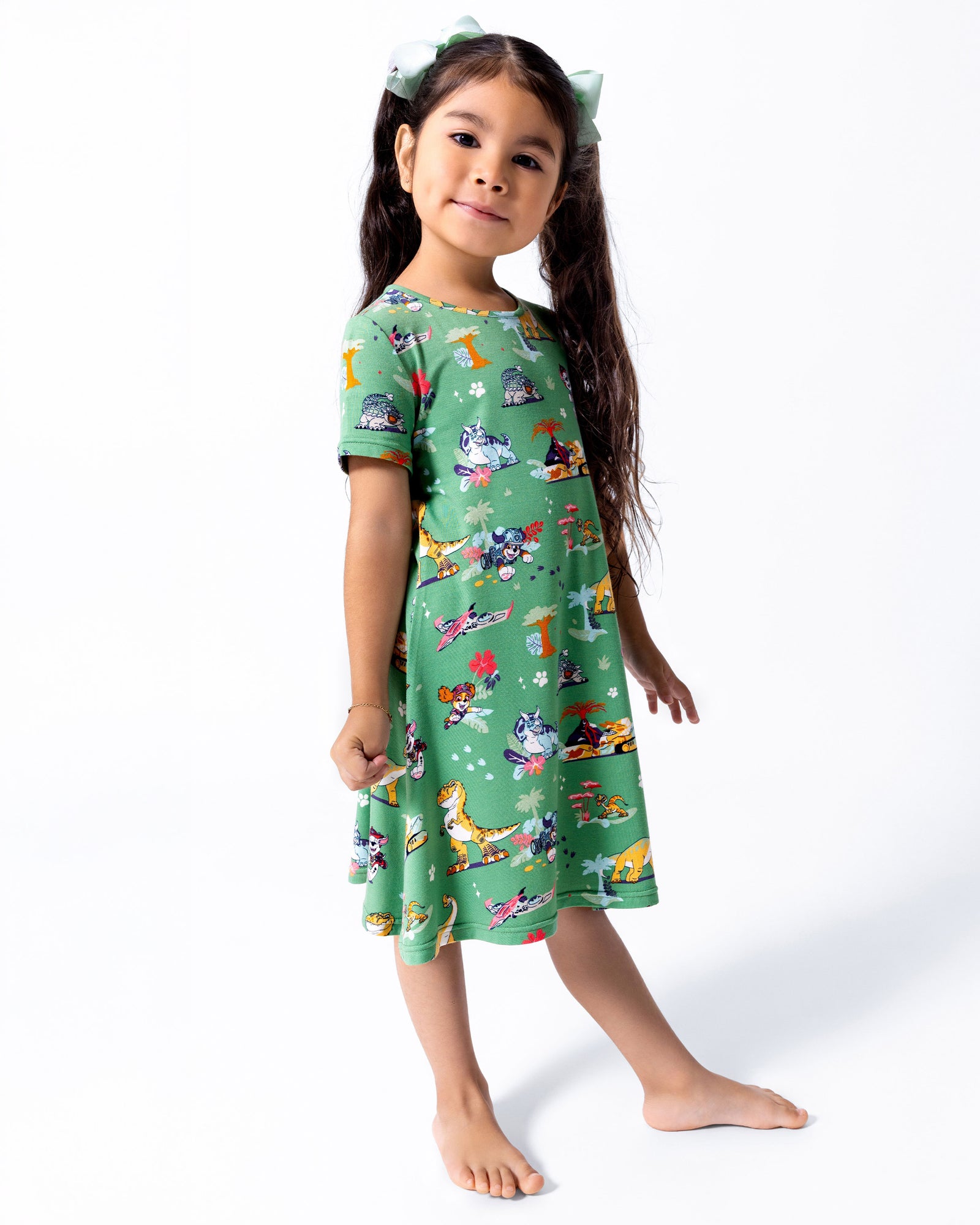 PAW Patrol: Dino Island Bamboo Girls' Short Sleeve Dress