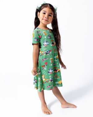 PAW Patrol: Dino Island Bamboo Girls' Short Sleeve Dress