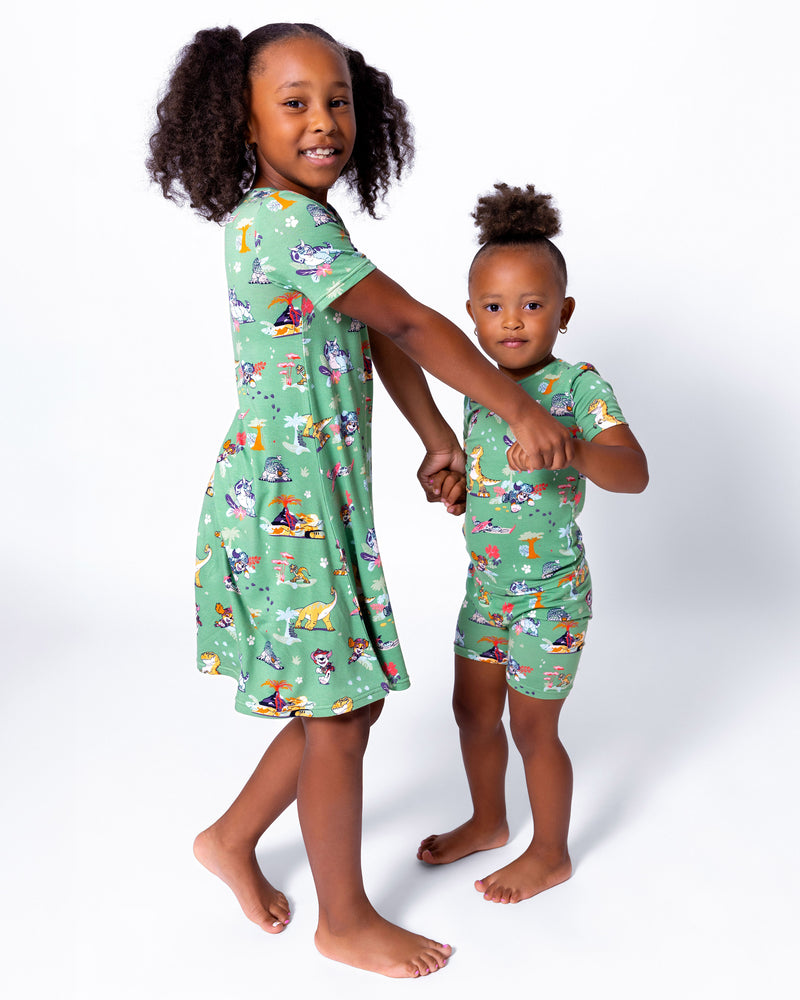 PAW Patrol: Dino Island Bamboo Girls' Short Sleeve Dress
