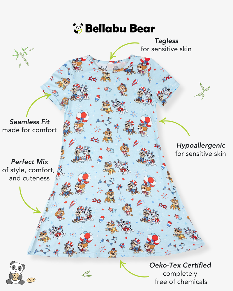 PAW Patrol: Patriotic Pups Bamboo Girls' Short Sleeve Dress
