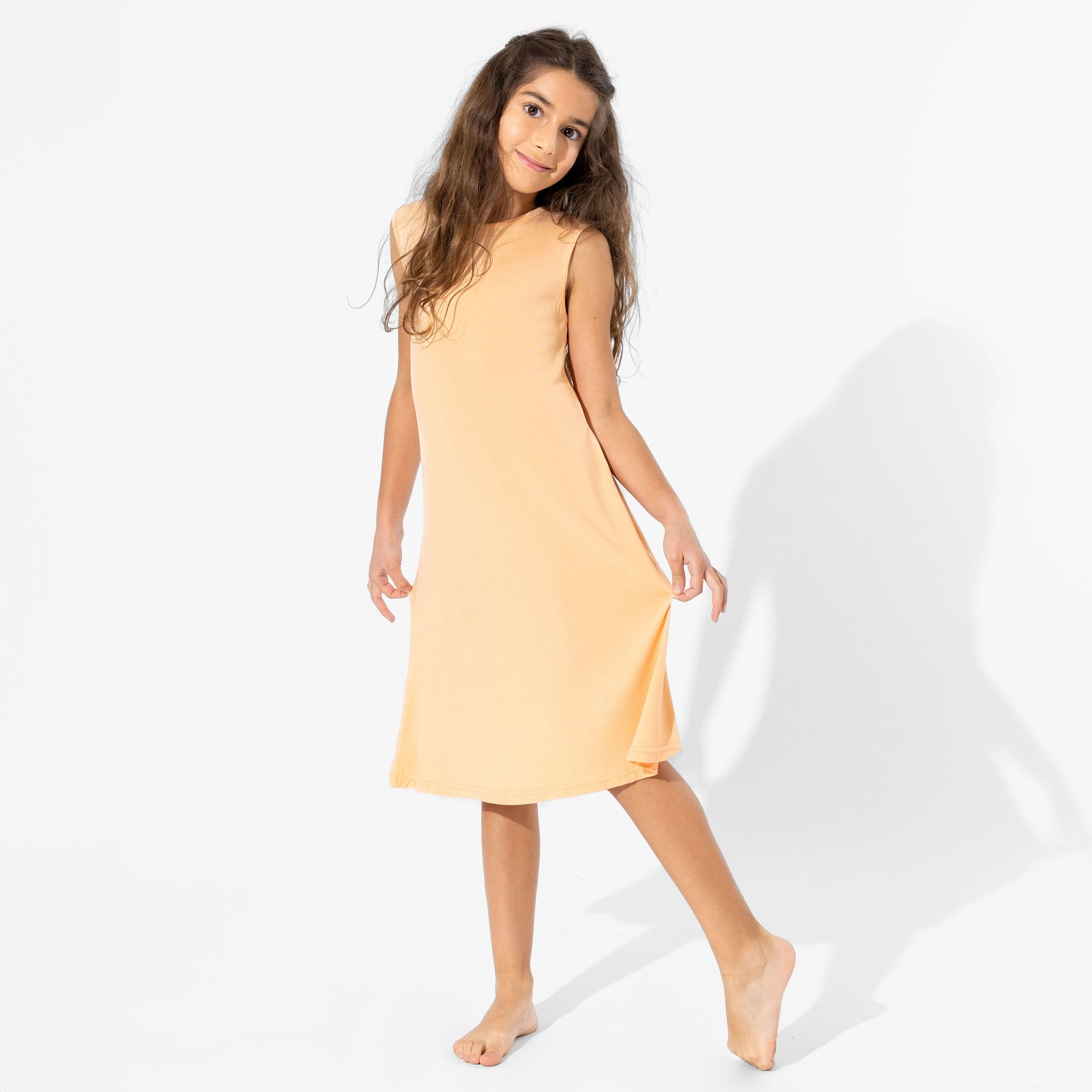 Peach Fuzz Bamboo Girls' Sleeveless Dress