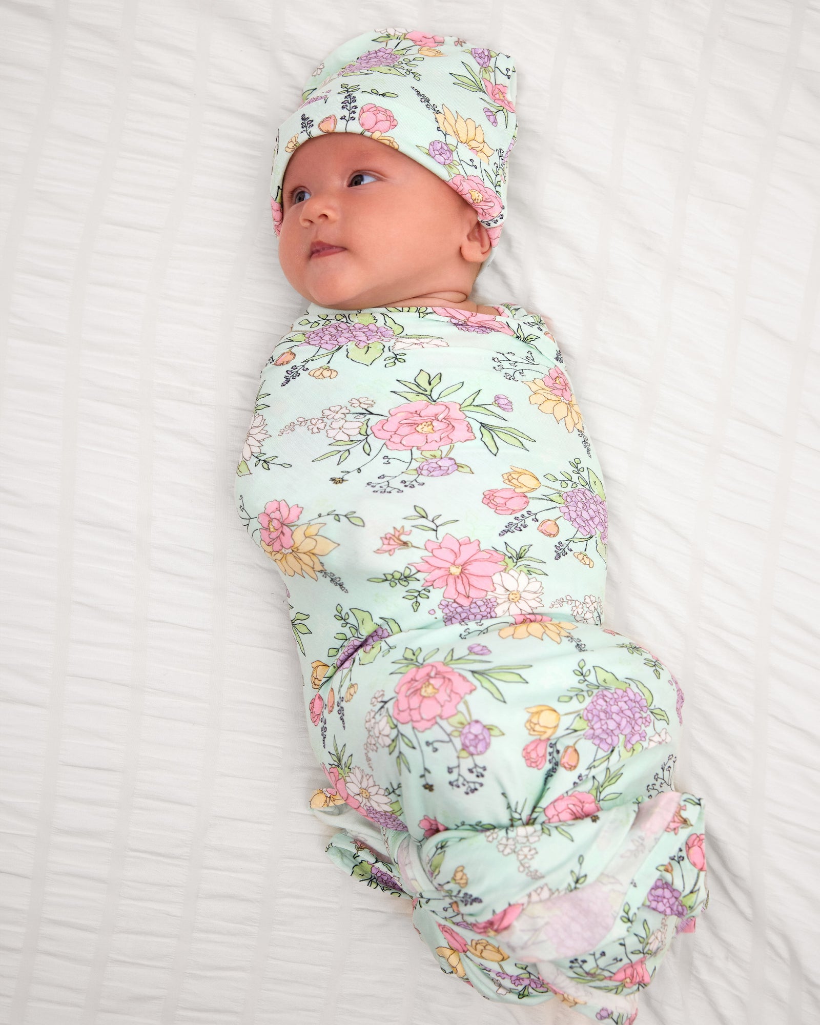 Petals & Posies Bamboo Swaddle & Beanie Set