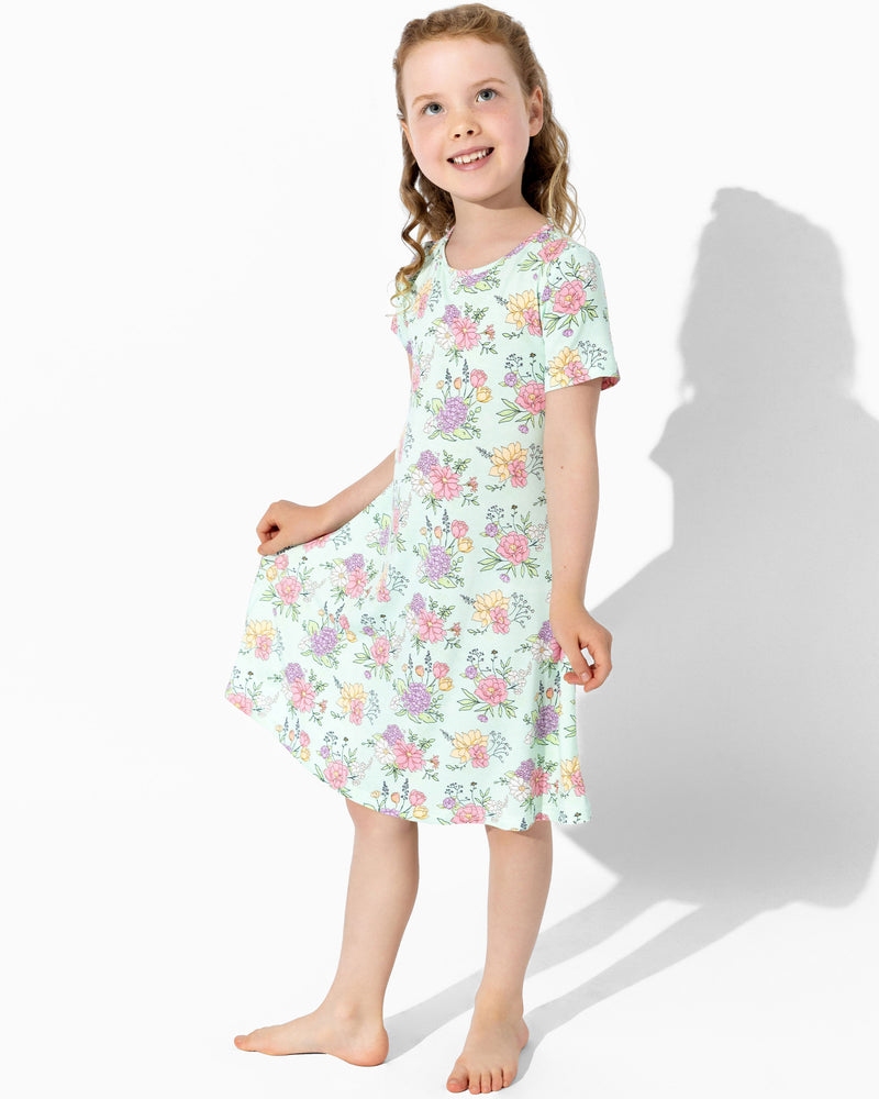 Petals & Posies Bamboo Girls' Short Sleeve Dress
