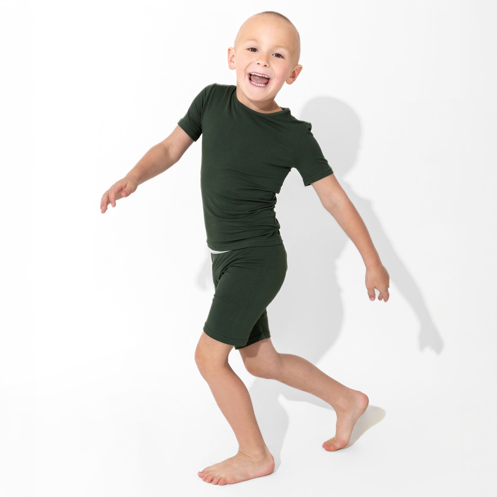 Pine Green Bamboo Kids Pajama Short Set