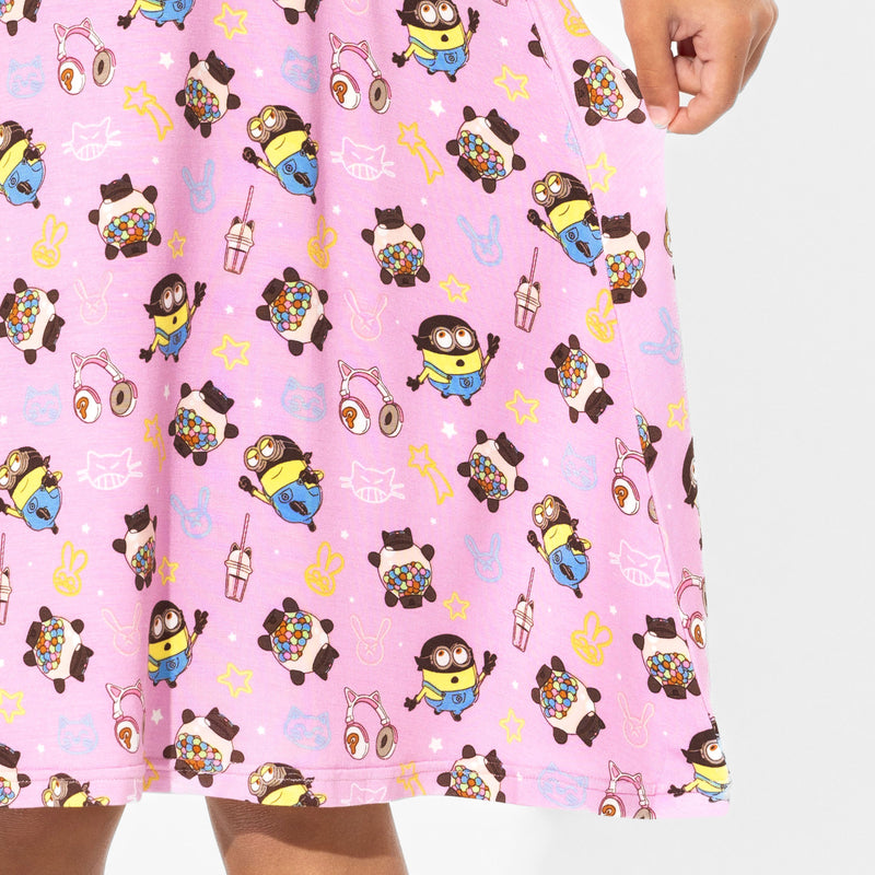 Despicable Me 4: Minions Always Popping Bamboo Girls' Short Sleeve Dress