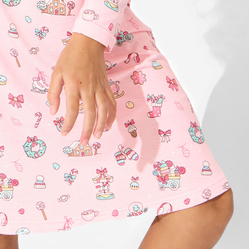 Candy Cane Lane Bamboo Girls' Long Sleeve Dress