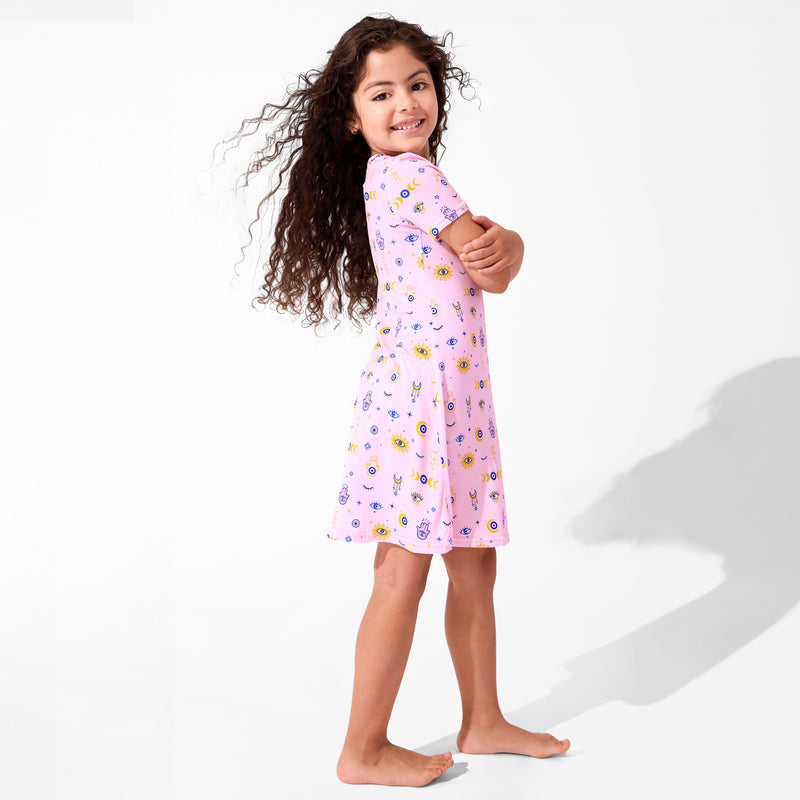The Eye Pink Bamboo Girls' Sleeveless Dress