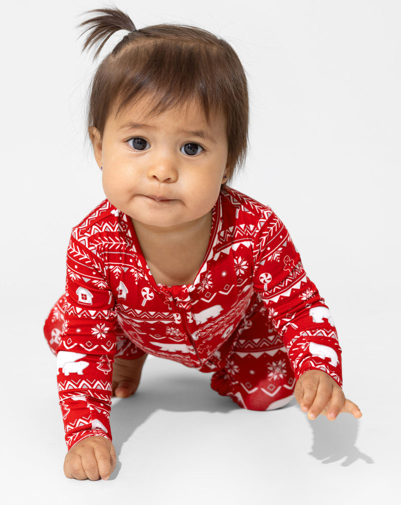 Polar Isle Red Bamboo Convertible Footie