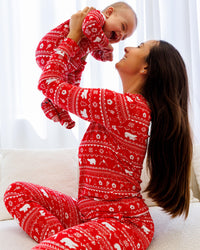 Polar Isle Red Bamboo Women's Pajama Set