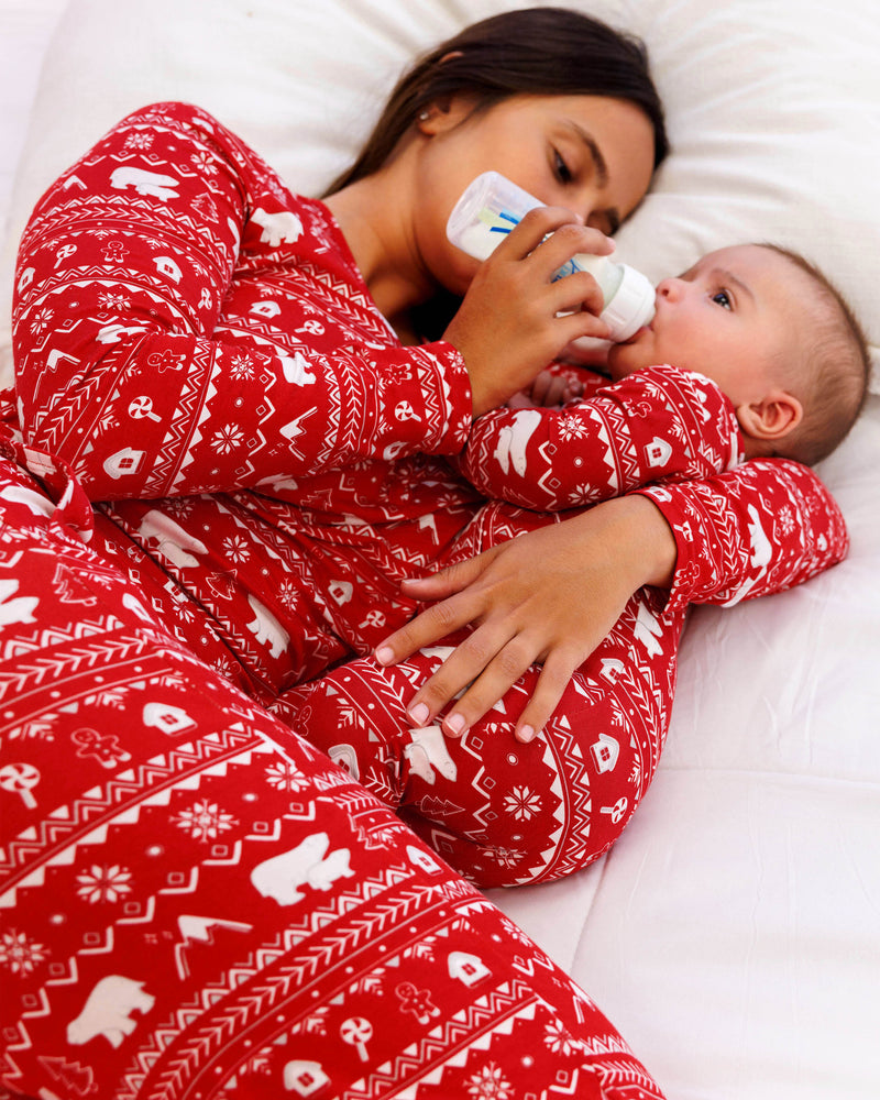Polar Isle Red Bamboo Women's Pajama Set