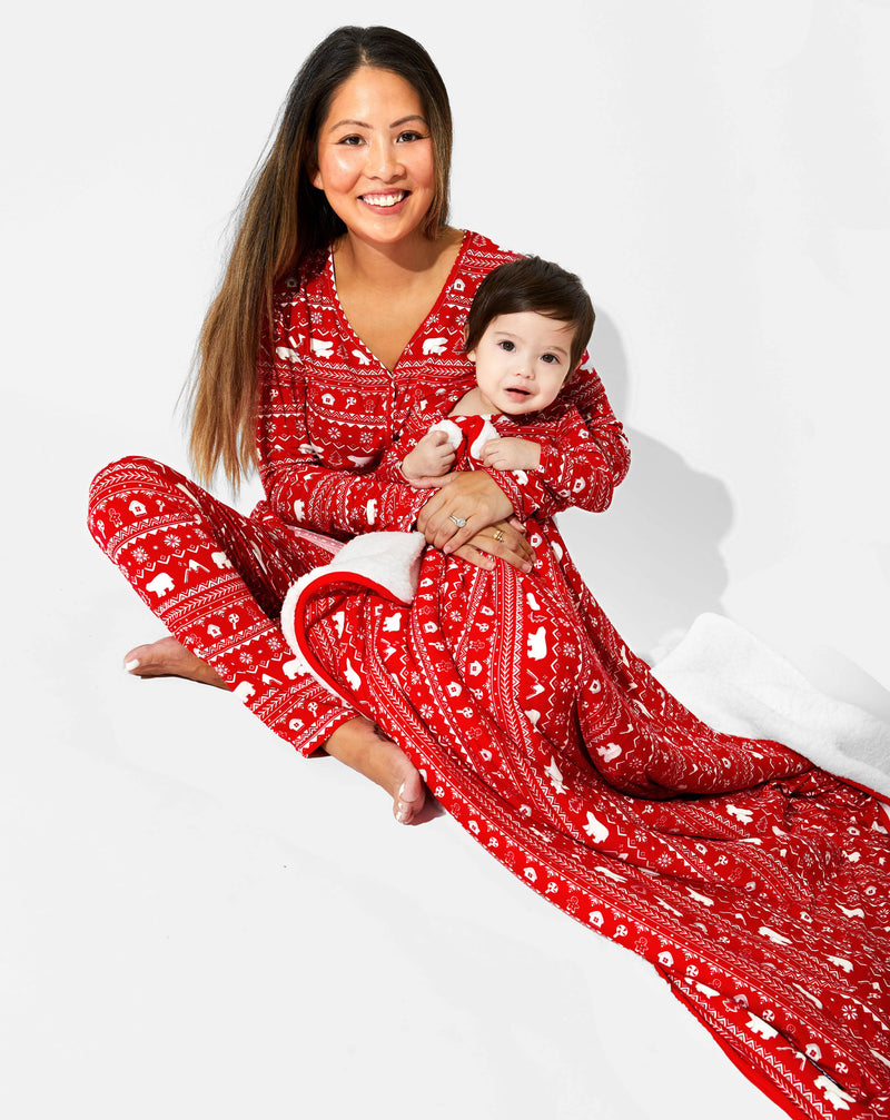 Polar Isle Red Bamboo Women's Pajama Set