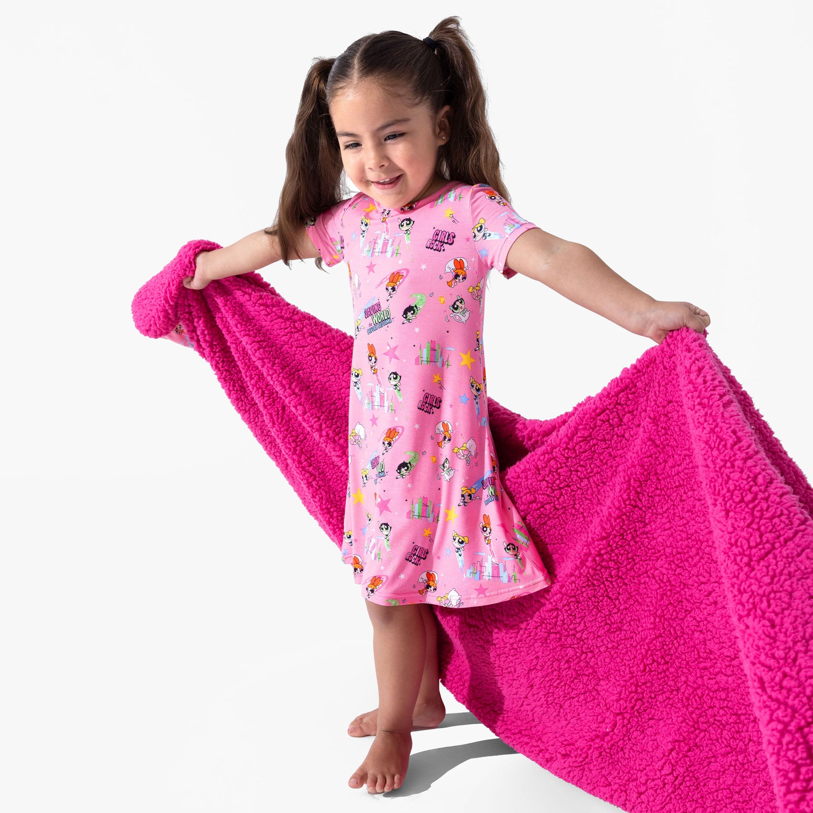 Powerpuff Girls Saving Bedtime Bamboo Sherpa Blanket