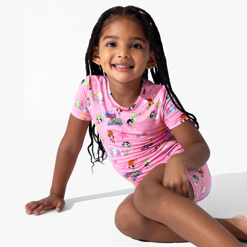 Powerpuff Girls Saving Bedtime Bamboo Kids Pajama Short Set