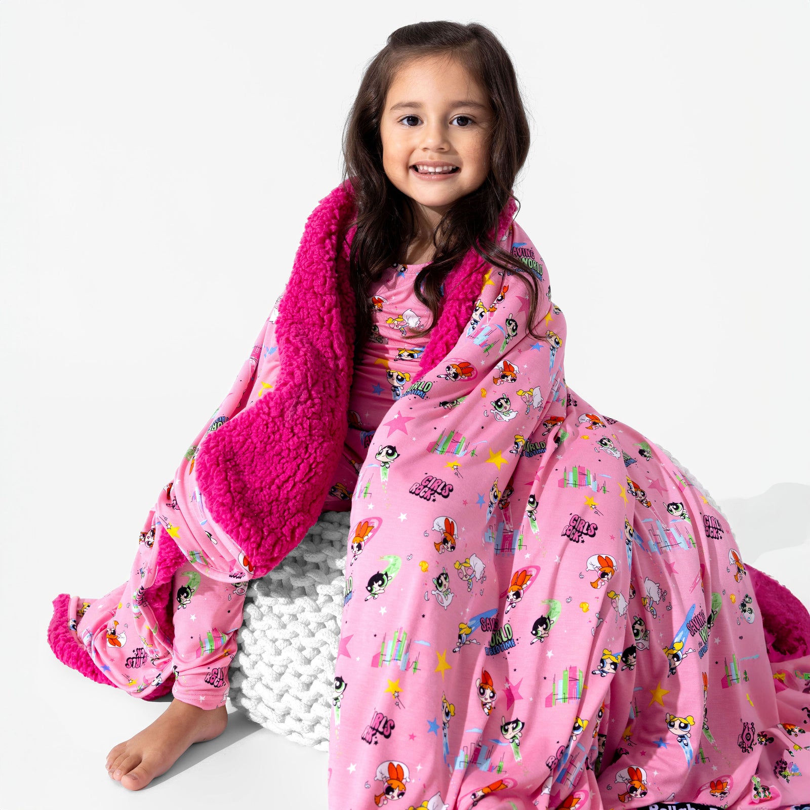 Powerpuff Girls Saving Bedtime Bamboo Sherpa Blanket