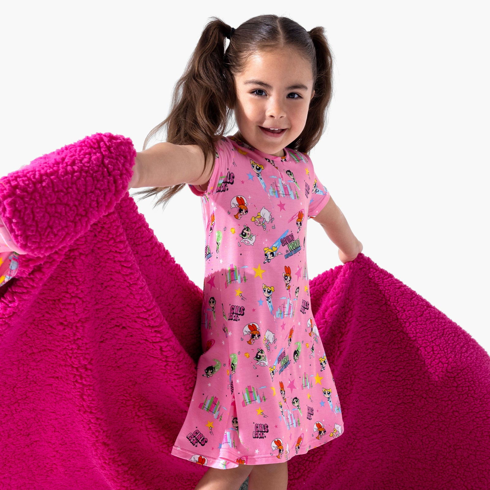 Powerpuff Girls Saving Bedtime Bamboo Sherpa Blanket