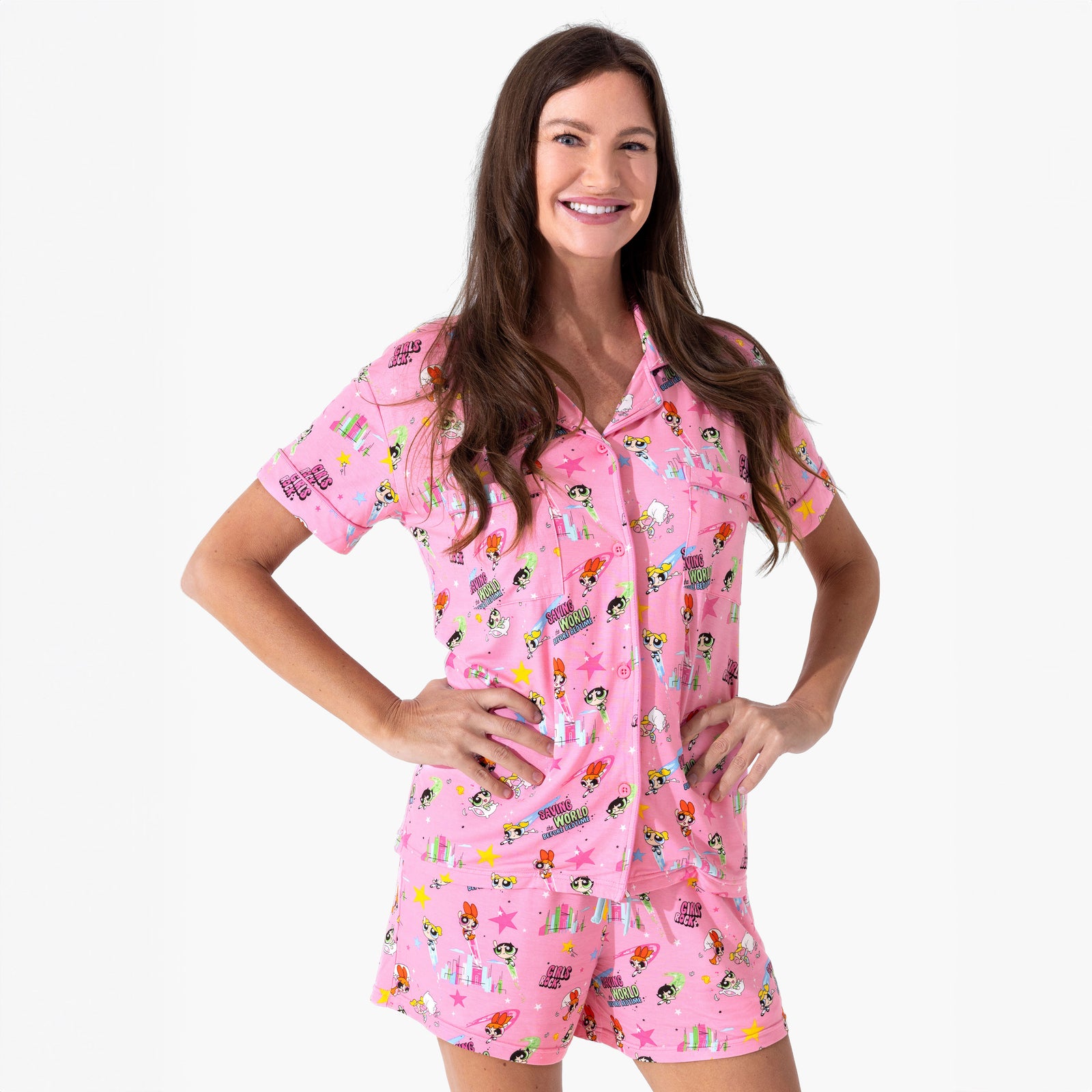 Powerpuff Girls Saving Bedtime Bamboo Women's Pajama Short Set