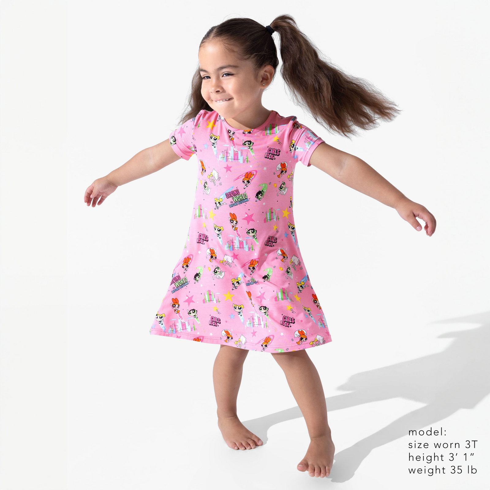 Powerpuff Girls Bamboo Girls' Short Sleeve Dress