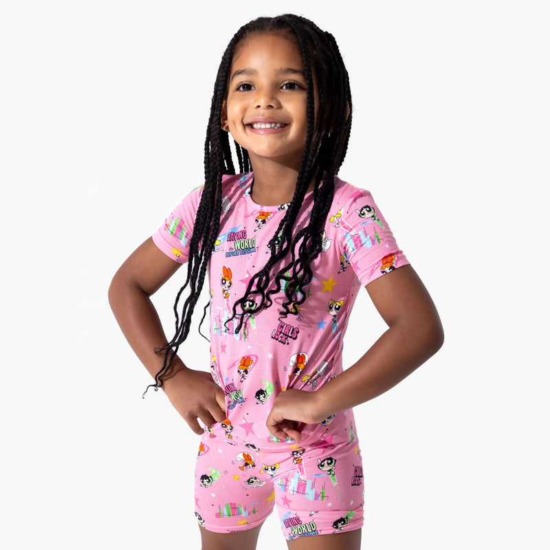 Powerpuff Girls Saving Bedtime Bamboo Kids Pajama Short Set
