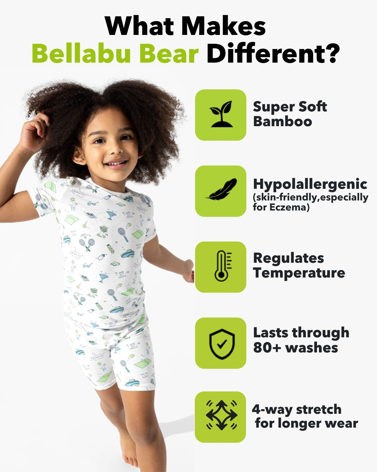 Tennis Bamboo Kids Pajama Short Set