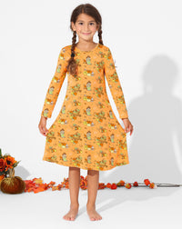 Pumpkin Bamboo Girls' Long Sleeve Dress