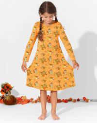 Pumpkin Bamboo Girls' Long Sleeve Dress