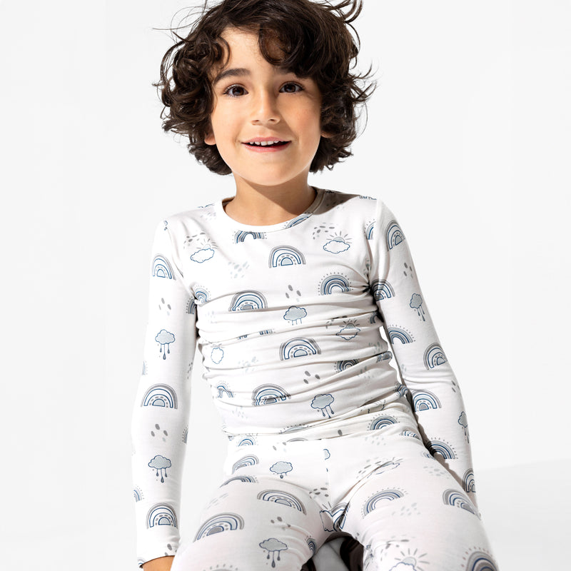 Grey Rainbows Bamboo Kids Pajamas