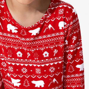 Polar Isle Red Bamboo Kids Pajamas
