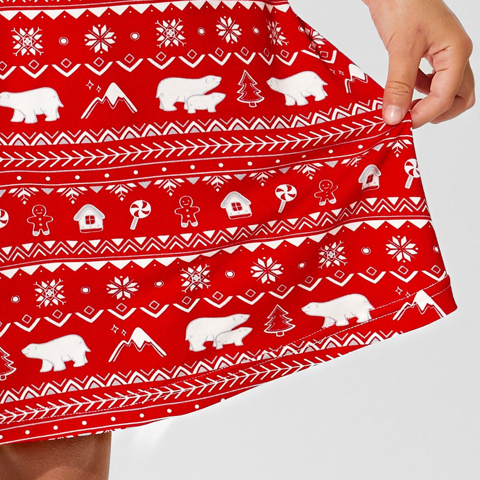 Polar Isle Red Bamboo Girls' Long Sleeve Dress